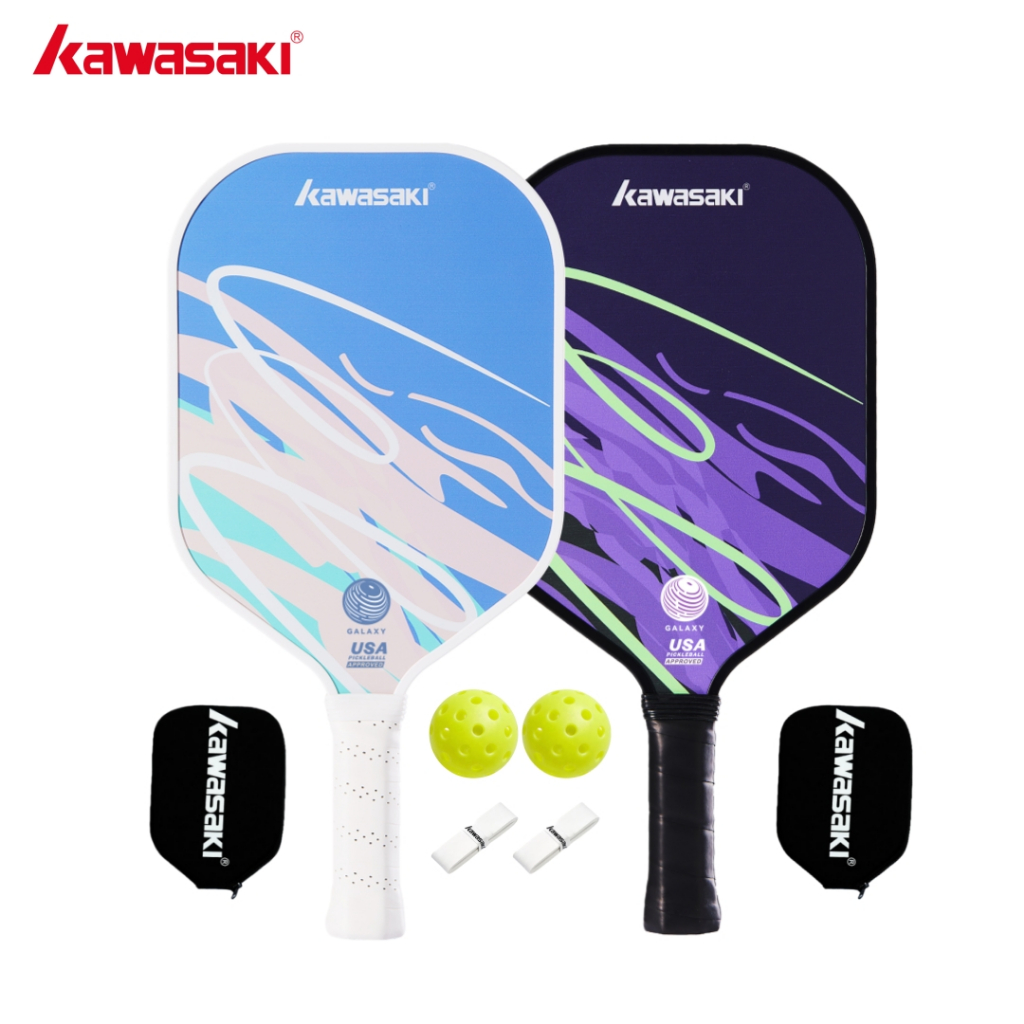 KAWASAKI คาวาซากิ Pickleball Paddle GALAXY&AURORA 220g ไฟเบอร์กลาส Pickle Racket สําหรับผู้เริ่มต้นโจมตี