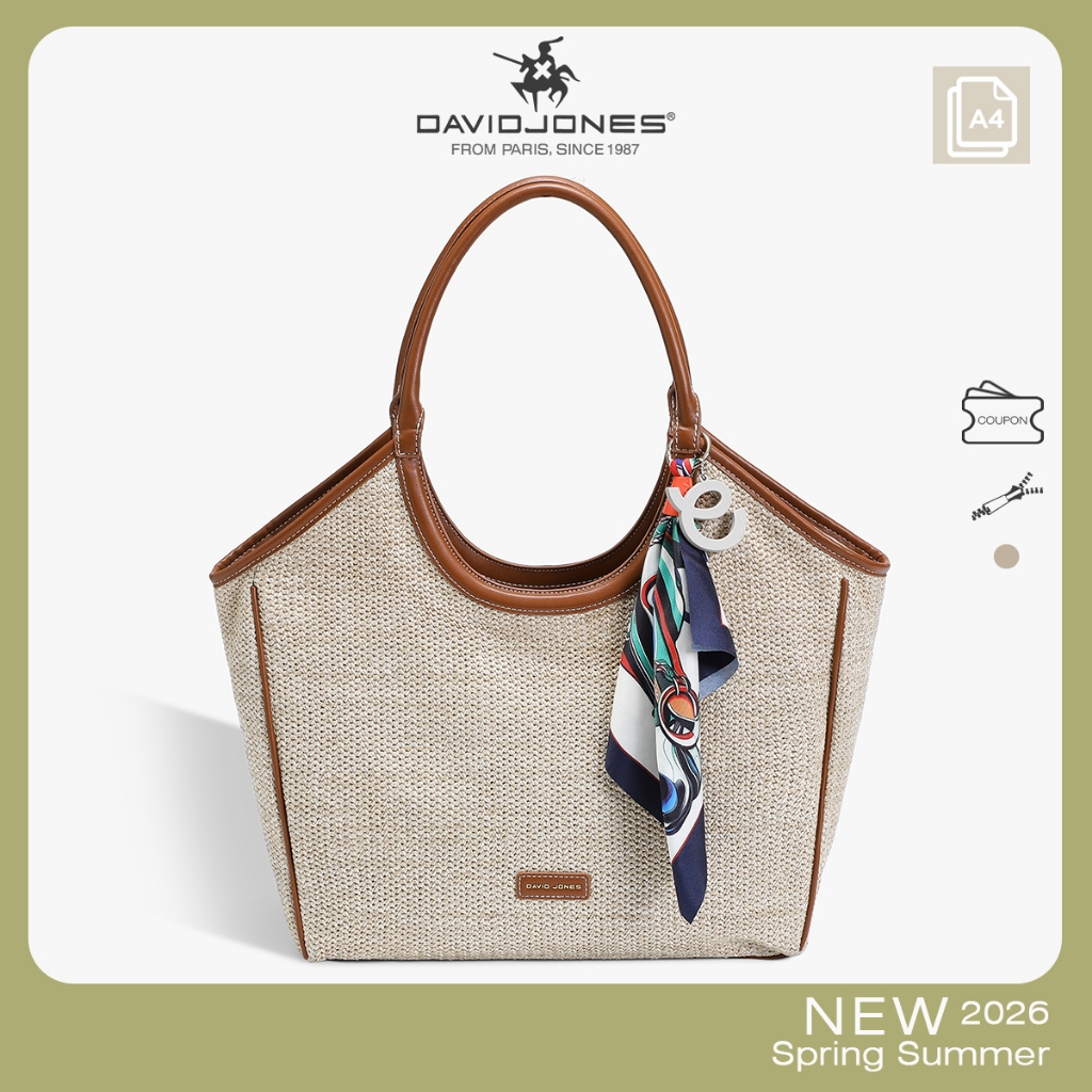 กระเป๋าสะพายหลังหนังเทียม David Jones Paris Riviera สไตล์วันหยุดฤดูใบไม้ผลิและฤดูร้อน
