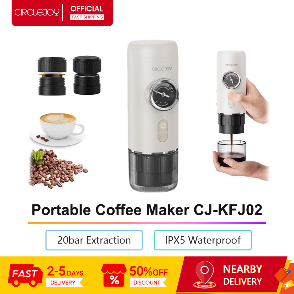 Circle Joy CJ-KFJ02 เครื่องชงกาแฟแบบพกพา 2 In 1 Dual Mode 20bar สกัด 51mm Portafilter Espresso Machi