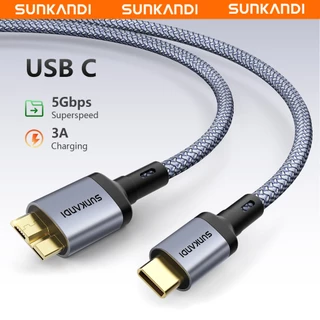 SUNKANDI สายฮาร์ดไดรฟ์ USB C ถึง Micro B ขั้วต่อเคลือบทองสําหรับกล้อง ExternalHard Drive แล็ปท็อป HUB