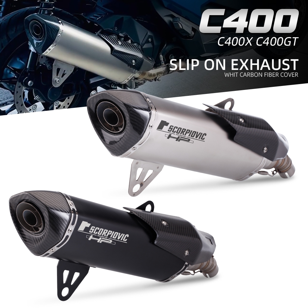 เหมาะสําหรับ BMW C400X C400GT รถจักรยานยนต์สแตนเลสคุณภาพสูงระบบเต็มท่อไอเสียชุดส่วนกลางและหลัง (2019-2020)