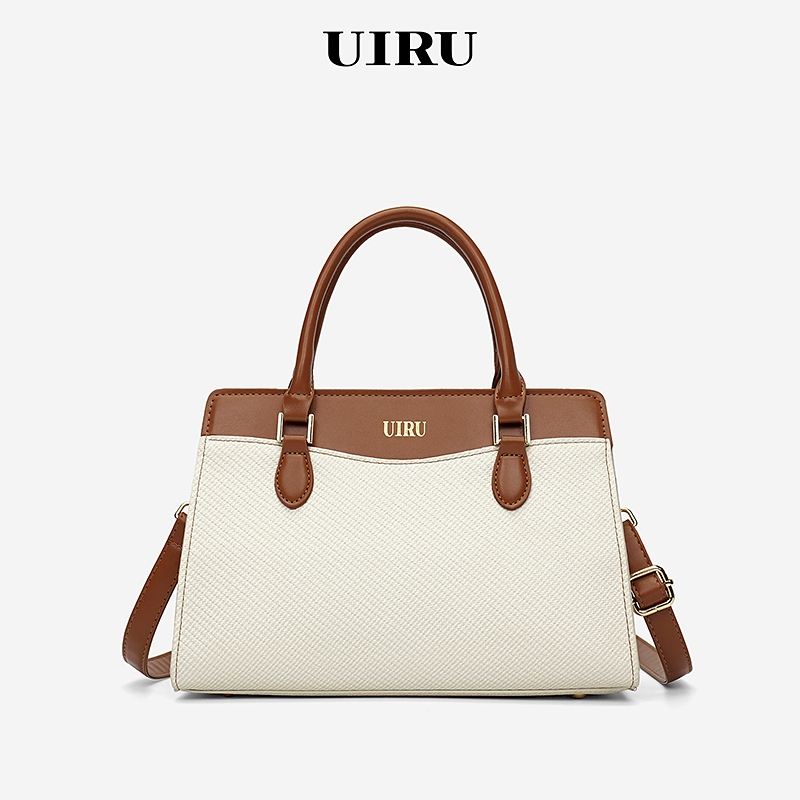 UIRU กระเป๋าถือสะพายผู้หญิง หนังPU ดีไซน์สองสี มีซองซิป เหมาะไปเที่ยวสายชายหาด เดทกับเพื่อน
