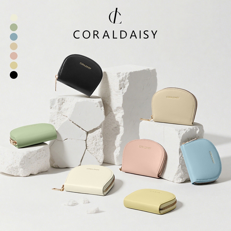 CORALDAISY รุ่นใหม่ปี 2026 ที่ใส่บัตรแฟชั่น กระเป๋าสตางค์ซิปครึ่งวงกลม มีหลายช่อง ที่ใส่บัตรสีทึบ – โปรปัง