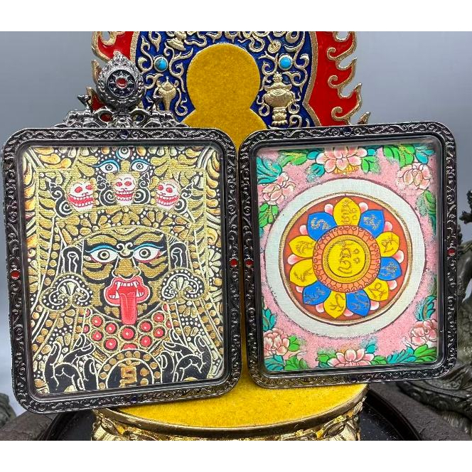 Consecration Dharma วัตถุ-สองด้าน Zakiram + Zakiram Heart Mantra Double Energy Thangka Money Gatheri