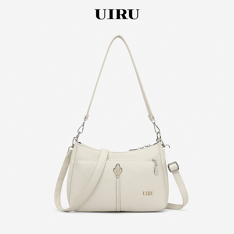 UIRU กระเป๋าสะพายไหล่ข้างผู้หญิง หนังPU ทนต่อการขีดข่วน มีซองหลังซิป ปรับสายอัจฉริยะ เหมาะใช้งานประจำวัน ติดเที่ยวสั้น
