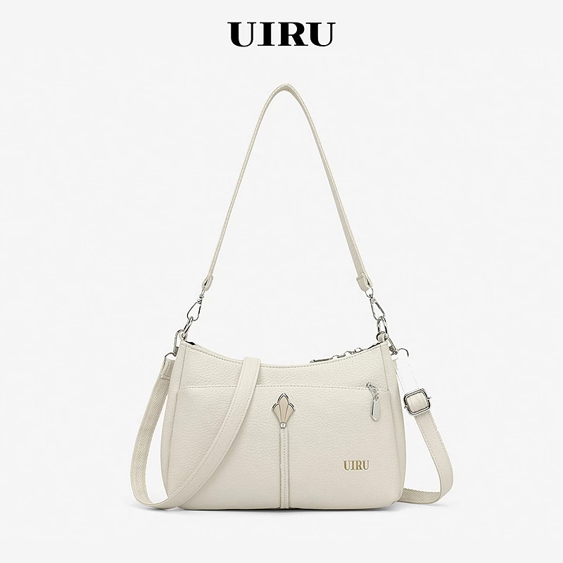 UIRU กระเป๋าสะพายไหล่ข้างผู้หญิง หนังPU ทนต่อการขีดข่วน มีซองหลังซิป ปรับสายอัจฉริยะ เหมาะใช้งานประจำวัน ติดเที่ยวสั้น