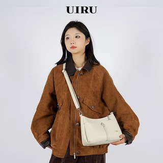 UIRU กระเป๋าสะพายไหล่ข้างผู้หญิง หนังPU ทนต่อการขีดข่วน มีซองหลังซิป ปรับสายอัจฉริยะ เหมาะใช้งานประจำวัน ติดเที่ยวสั้น
