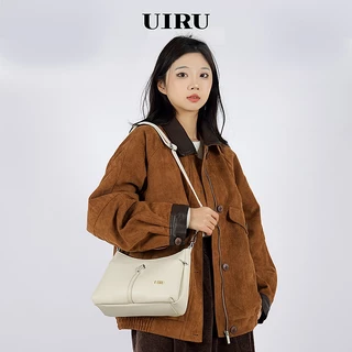 UIRU กระเป๋าสะพายไหล่ข้างผู้หญิง หนังPU ทนต่อการขีดข่วน มีซองหลังซิป ปรับสายอัจฉริยะ เหมาะใช้งานประจำวัน ติดเที่ยวสั้น