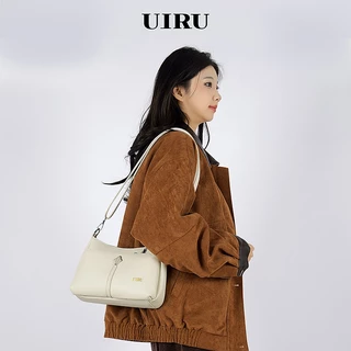 UIRU กระเป๋าสะพายไหล่ข้างผู้หญิง หนังPU ทนต่อการขีดข่วน มีซองหลังซิป ปรับสายอัจฉริยะ เหมาะใช้งานประจำวัน ติดเที่ยวสั้น