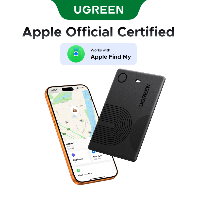 UGREEN ราคาเพิ่มเติมและต่ําขึ้นUGREEN การ์ด-ประเภทสมาร์ท Locator Finder ความปลอดภัยสมาร์ท Tracker แท็ก IP68 หนูแบตเตอรี่ LifeUp ถึง 5 ปีใช้งานร่วมกับ iPhone 16 Pro Max