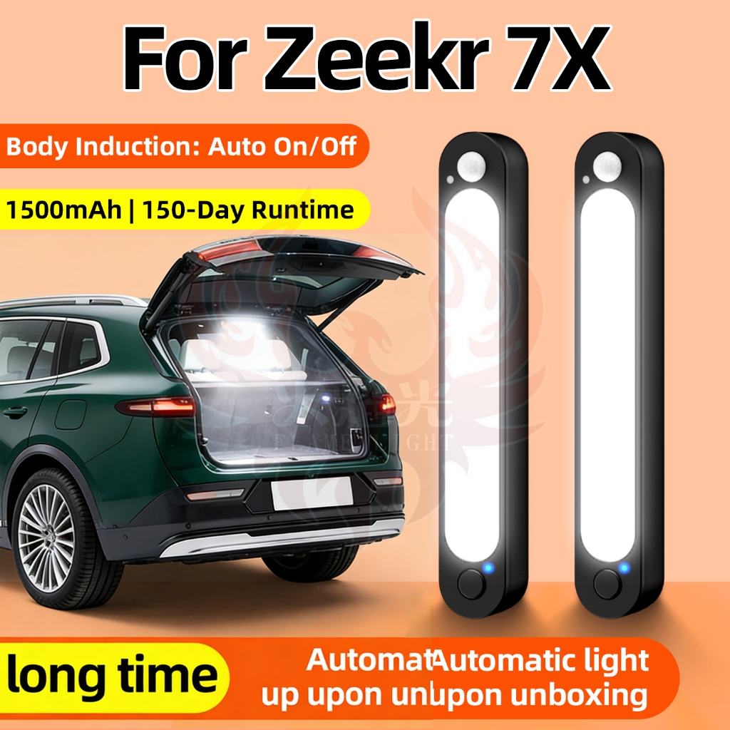 สําหรับ Zeekr 7X อะไหล่ รถไฟท้ายกระเป๋ารถ ไฟอ่านหนังสือในรถ ไฟบรรยากาศ LED เซ็นเซอร์ตรวจจับการเคลื่อนไหว ติดตั้งง่ายด้วยแม่เหล็ก ความสว่างสูง