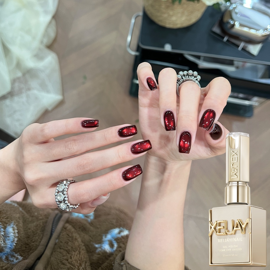 XEIJAYI 15ml สไตล์ใหม่ Super Bright Ruby Cat Eye Gel ยาทาเล็บเหมาะสําหรับทุกสีผิว