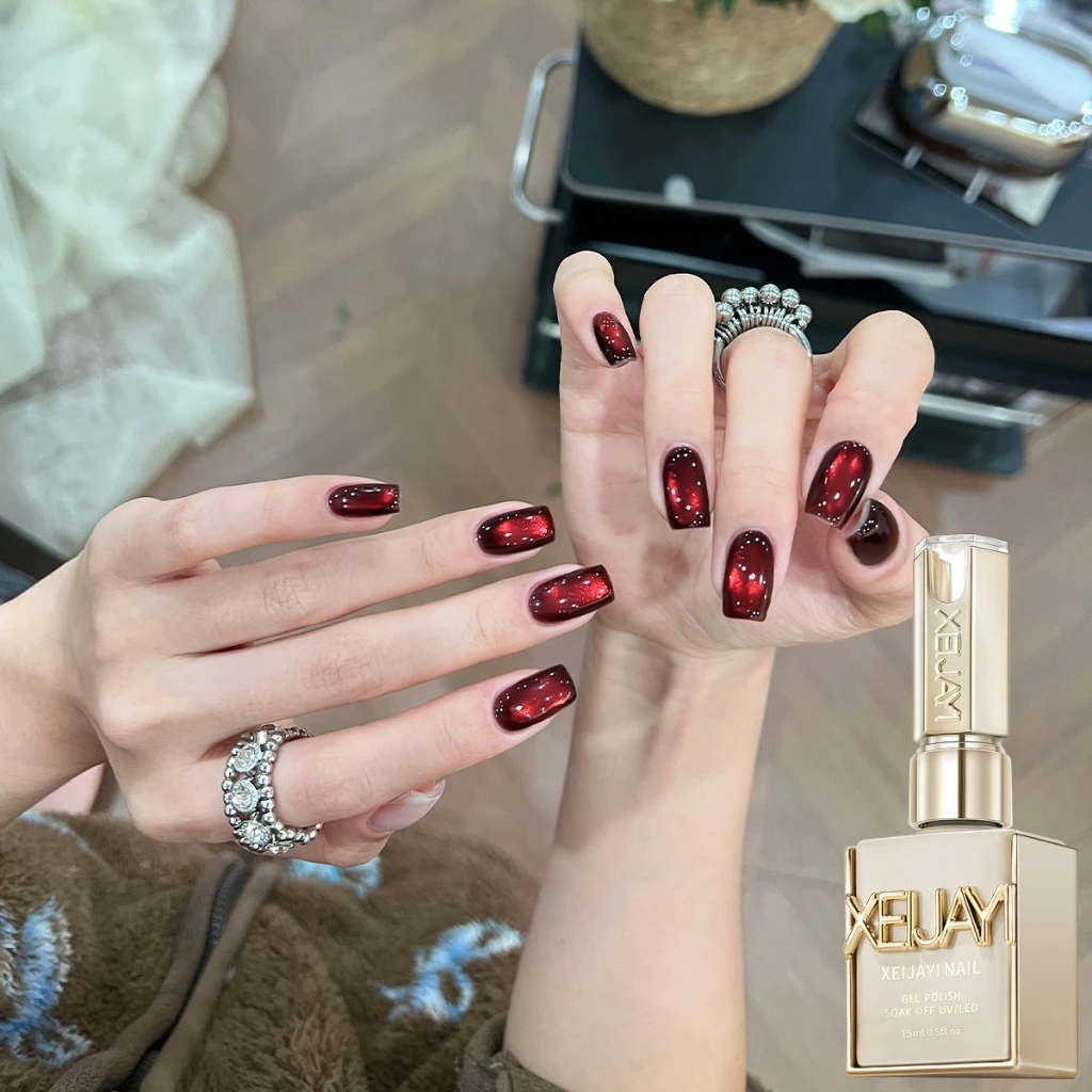 XEIJAYI 15ml สไตล์ใหม่ Super Bright Ruby Cat Eye Gel ยาทาเล็บเหมาะสําหรับทุกสีผิว