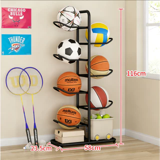 COD 8 ชั้นแหวนเก็บบาสเกตบอลฟุตบอลวอลเลย์บอลรักบี้ Ball Organizer Rack 8 ชั้น Cube แนวตั้ง Cube แนวตั้ง-ZYE