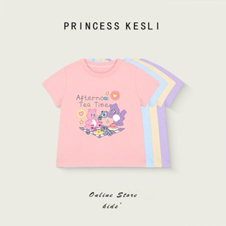 Princess Kesli เสื้อยืดเด็กผู้หญิง 4 สี พิมพ์ลายน่ารัก เสื้อ…