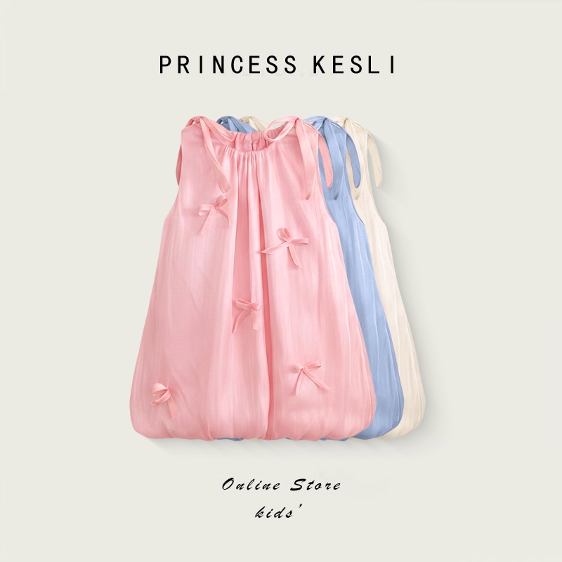 Princess Kesli ชุดเดรสเด็กผู้หญิง แขนกุด ชุดไปงานปาร์ตี้เด็ก สไตล์เกาหลีกระโปรงเจ้าหญิง ชุดน่ารักผู้หญิงเด็ก 2-9 ปี