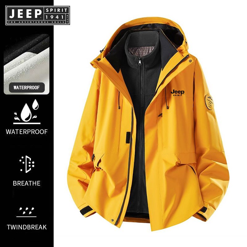 JEEP SPIRIT 1941 ESTD แจ็คเก็ตป้องกันลมสำหรับผู้ชายในฤดูหนาว