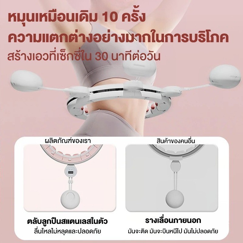 สมาร์ทฮูล่าฮูปนวดแม่เหล็ก ช่วยนับจำนวนการใช้งานและลดน้ำหนักหน้าท้องอย่างปลอดภัย อุปกรณ์ออกกำลังกายเพื่อเอวบาง มีระบบปรับขนาดให้พอดีกับสรีระของคุณ - รูปที่ 4