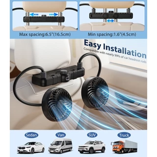 OATSBASF พัดลมติดรถยนต์ที่นั่งด้านหลังคู่พัดลมชาร์จ USB พัดลมระบายความร้อนด้วยอากาศ