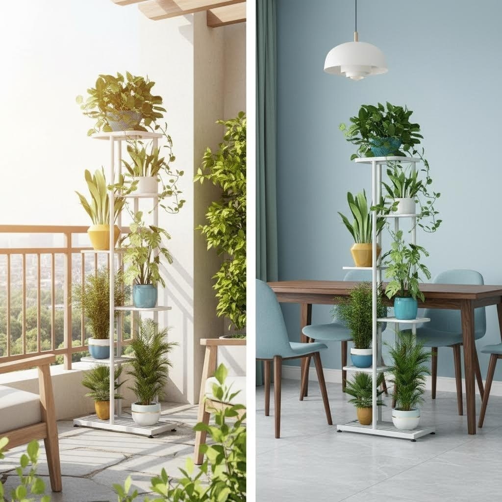 4/5/6ชั้นโลหะชั้นวางพืชกระถางดอกไม้ในร่มยืนแสดงไม้สวนกลางแจ้งชั้นวางพืช - รูปที่ 3