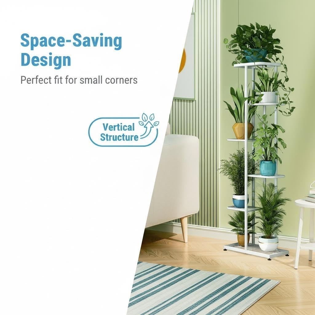 4/5/6ชั้นโลหะชั้นวางพืชกระถางดอกไม้ในร่มยืนแสดงไม้สวนกลางแจ้งชั้นวางพืช - รูปที่ 4