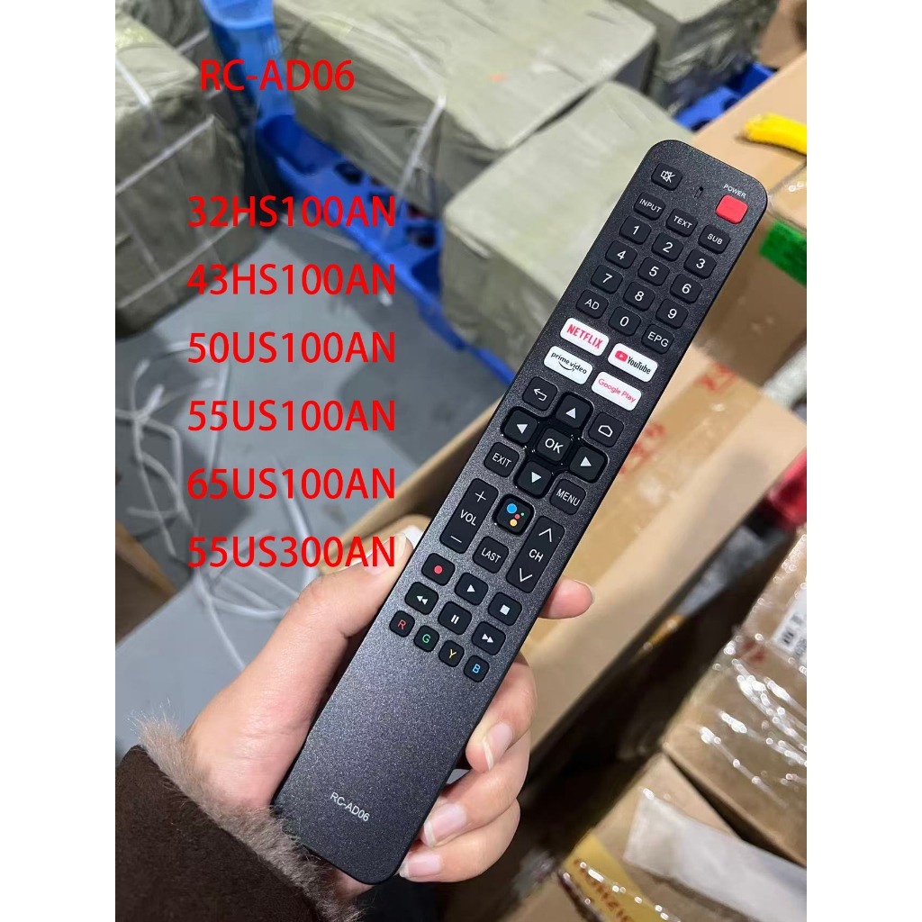 RC-AD06 รีโมทคอนโทรลสําหรับ Voice HDTV Android TV 32HS100AN 43HS100AN 50US100AN 55US100AN 65US100AN 