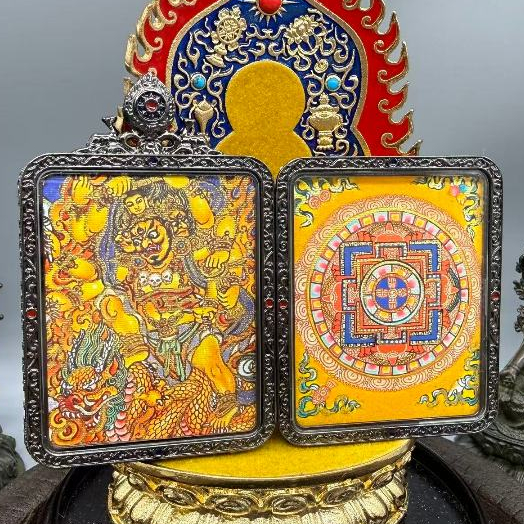 วัตถุธรรมะปลุกเสก-สองด้านหัวเราะคิงคองหมิงวังกับ มันดาลา พลังงานคู่มือวาดทังกา โวลต์oid ทิเบตพระโพธิ