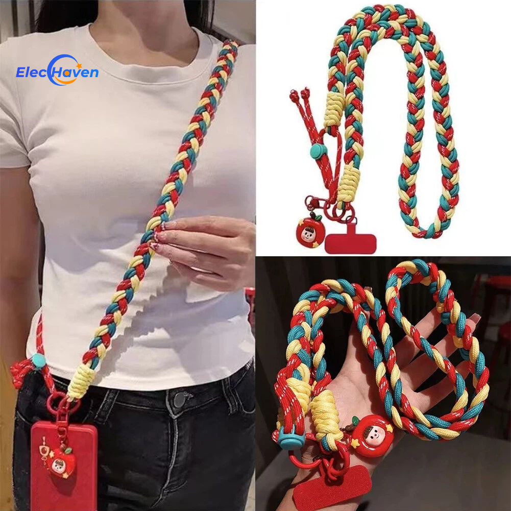 เชือกเส้นเล็กโทรศัพท์มือถือ Cross-body Bold หางม้าถักเชือกโทรศัพท์มือถือเดินทางปีนเขาโทรศัพท์มือถือเชือกป้องกันการสูญหาย