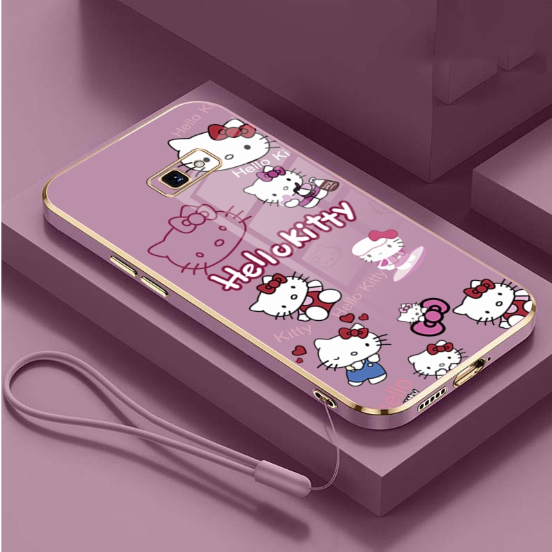 Samsung J7 Prime J5 J7 Pro J4+ J6+ Plus Hello Kitty Design Luxury Plating Scratch Resistance Cover T