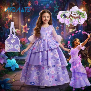 Mqatz ชุดเดรสเจ้าหญิง แขนห้าส่วน สีม่วง สําหรับเด็กผู้หญิง อ…