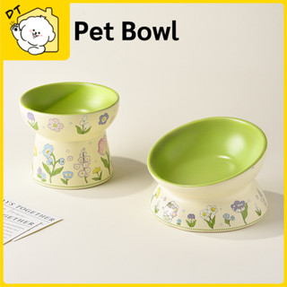 ชามสัตว์เลี้ยงเซรามิกลูกไม้ชามอาหารสัตว์เลี้ยงชามป้องกันสีดํ…