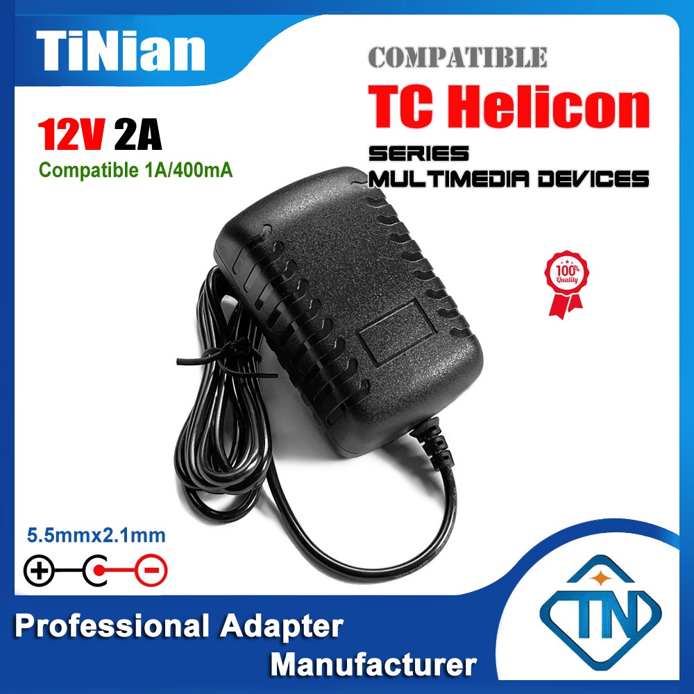 12V 2A ใช้งานร่วมกับ 1A 400mA AC/DC อะแดปเตอร์สําหรับ TC Helicon VoiceLive Play Acoustic Touch 2 Vocal Effects แหล่งจ่ายไฟ