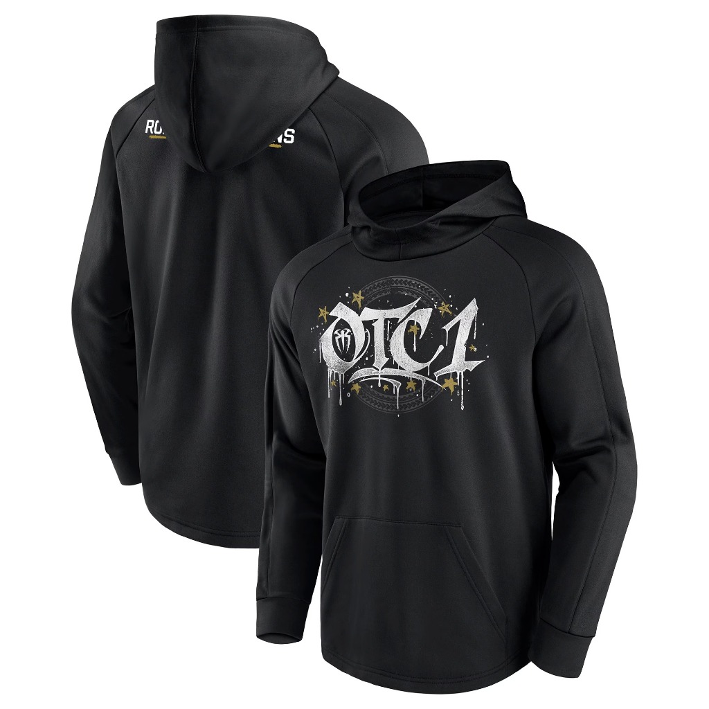 เสื้อกันหนาวมีฮู้ดผู้ชายสีดําโรมัน Reigns Gold OTC1