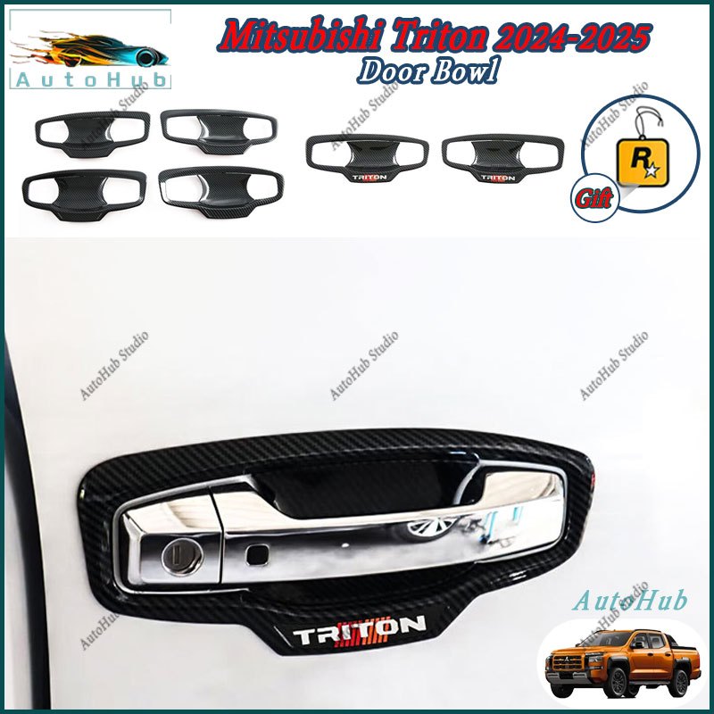 Mitsubishi Triton 2024-2025Carbon FiberประตูชามGLS GLX GL AT Premium AT GL MT GL รถตกแต่งภายนอกABSอุ