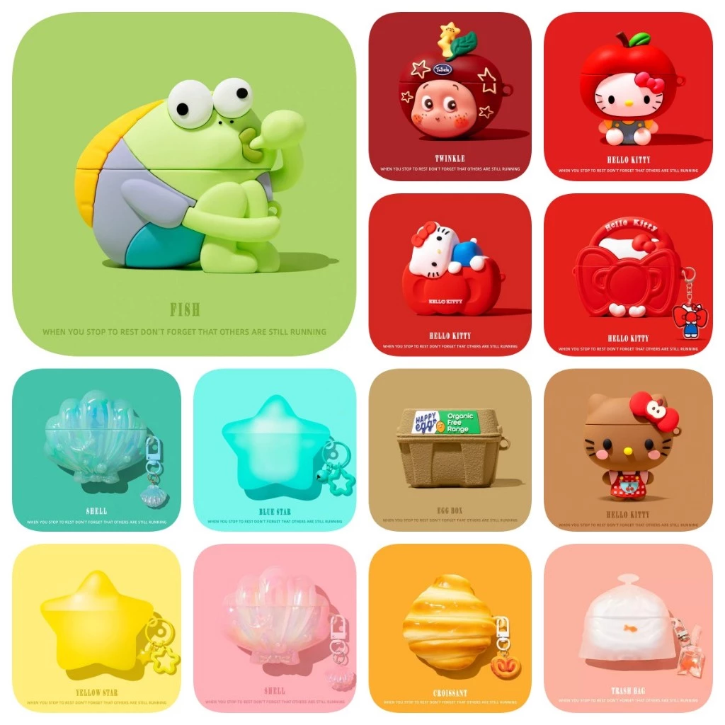 (คลังสินค้าพร้อม) เคสปลาน่ารักสําหรับ AirPods4/4ANC/1/2/3/Pro/Pro2/Pro3 เคสซิลิโคนอ่อนนุ่มพร้อมคาราบิเนอร์