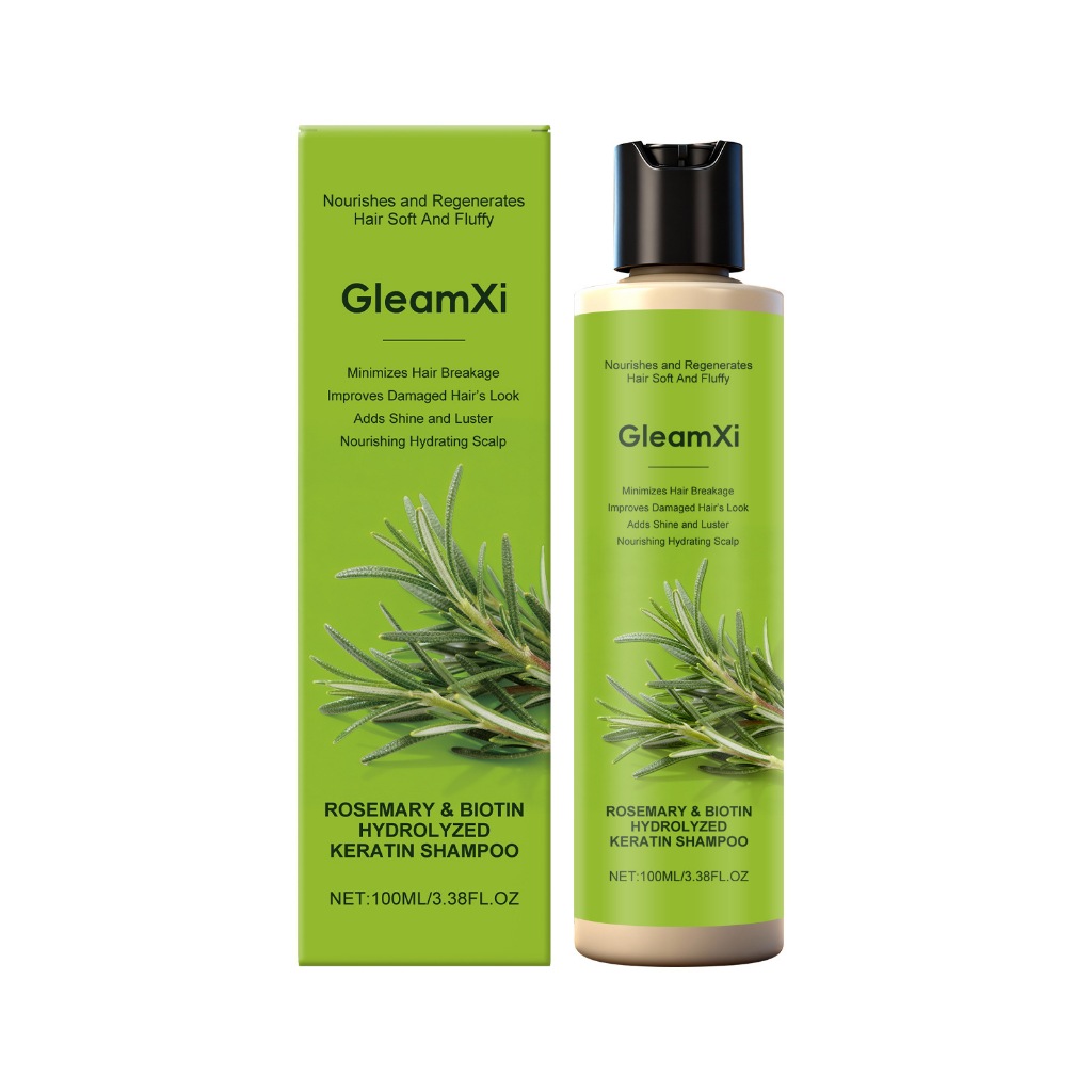 GleamXi Rosemary & Biotin Hydrolyzed Keratin Shampoo - Volumizing Rosemary & Biotin Shampoo for Thin