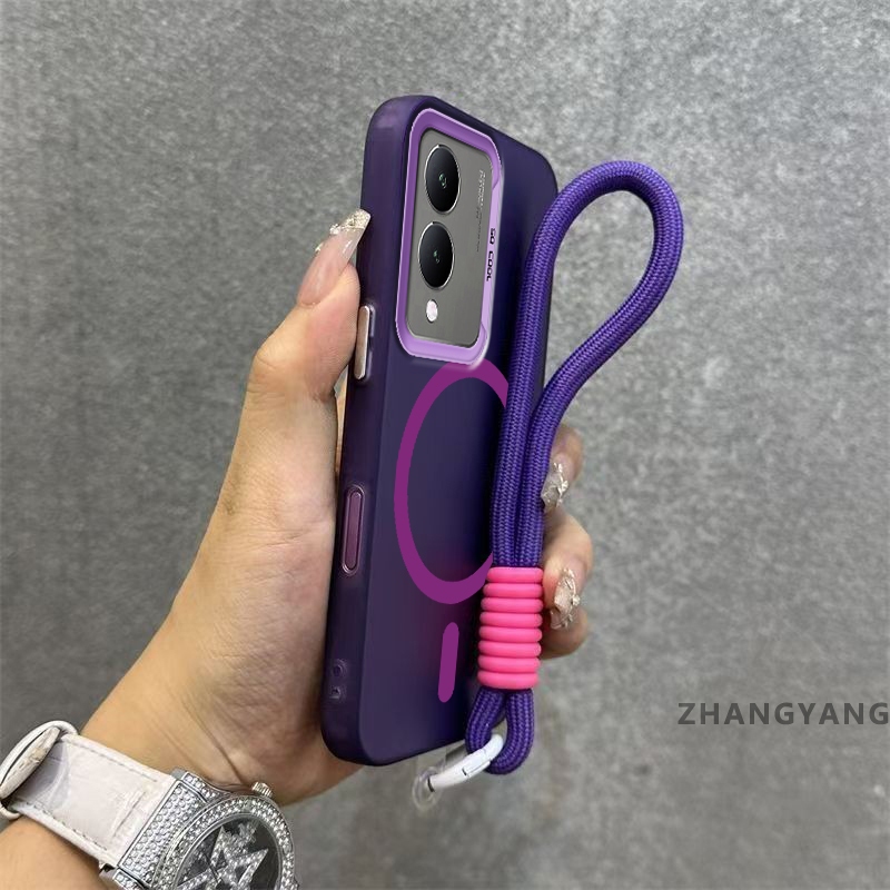 เคสสําหรับ vivo y17S y28S Y28 5G Y28 4G ขั้นสูงเคลือบเคสโทรศัพท์ป้องกันการตกด้วยแหวนดูดแม่เหล็กของสี