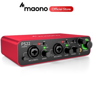 Maono PS22 Professional Audio Interface Audio Mixer for PC,Phone,Recording,Music Production,Guitar