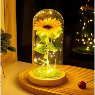 Luminária de Girassol Cúpula Acrílica 20cm, Decoração Encantadora, Ideal Presente para Dia dos Namorados e Dia das Mães
