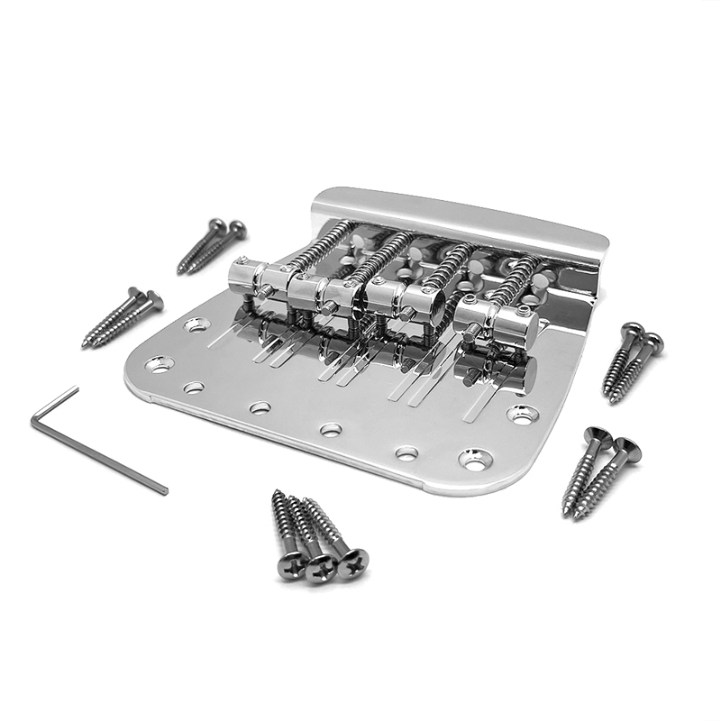 T Shape Bass Bridge 4 String Bass Bridge 98x95mm String Spacing 17.5 สําหรับกีตาร์เบส Chrome