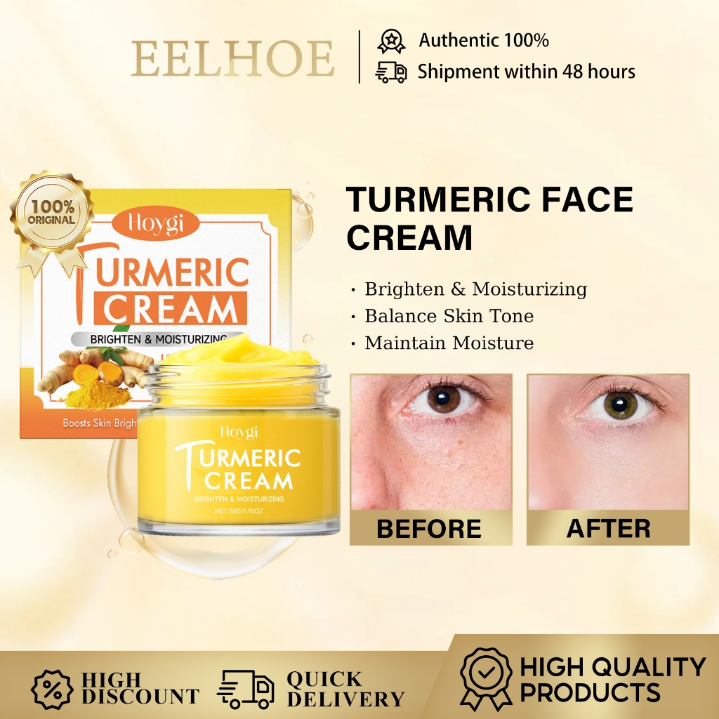 ครีมให้ความชุ่มชื้นขมิ้น Hoygi / เพิ่มความกระจ่างใส & ให้ความชุ่มชื้น / สีผิวสมดุล / รักษาความชื้น / ต่อต้านริ้วรอยกระชับ / บํารุงผิว 50G