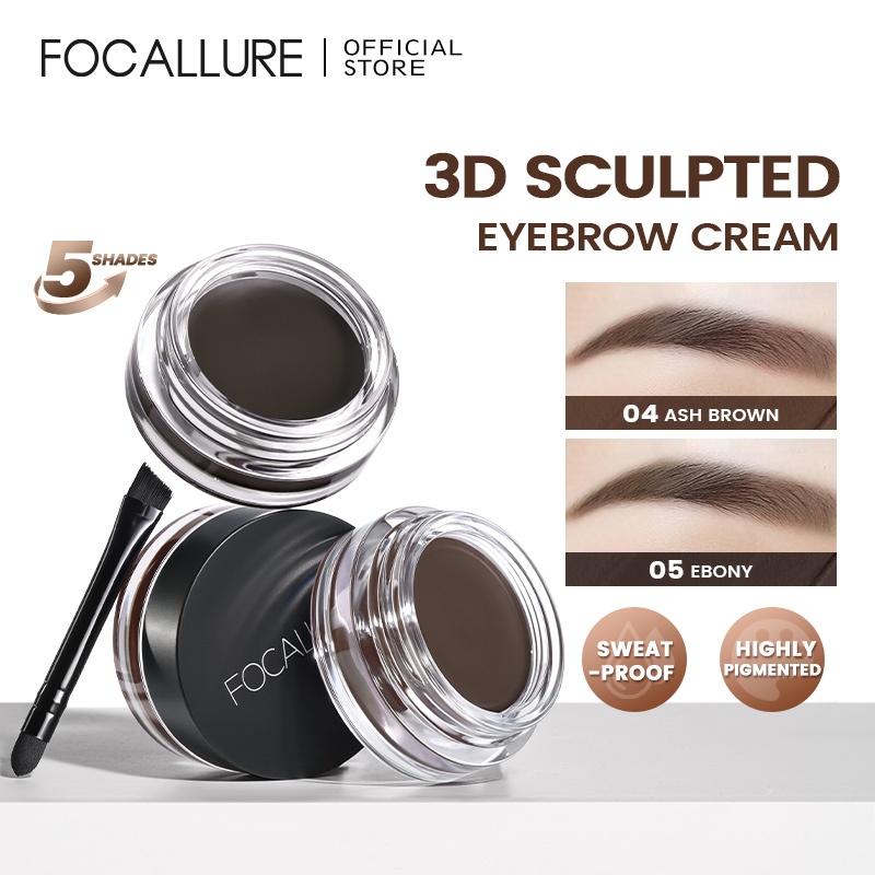 FOCALLURE Pro-shape Duo Eyebrow Cream 3D Full Sculpted Fluffy Feathery Fill Fix Lasting Instant จัดแต่งทรงผมเม็ดสีสูง Multi-ใช้ Non-cakey Quick-dry กันน้ํา Smudge-proof FA-23