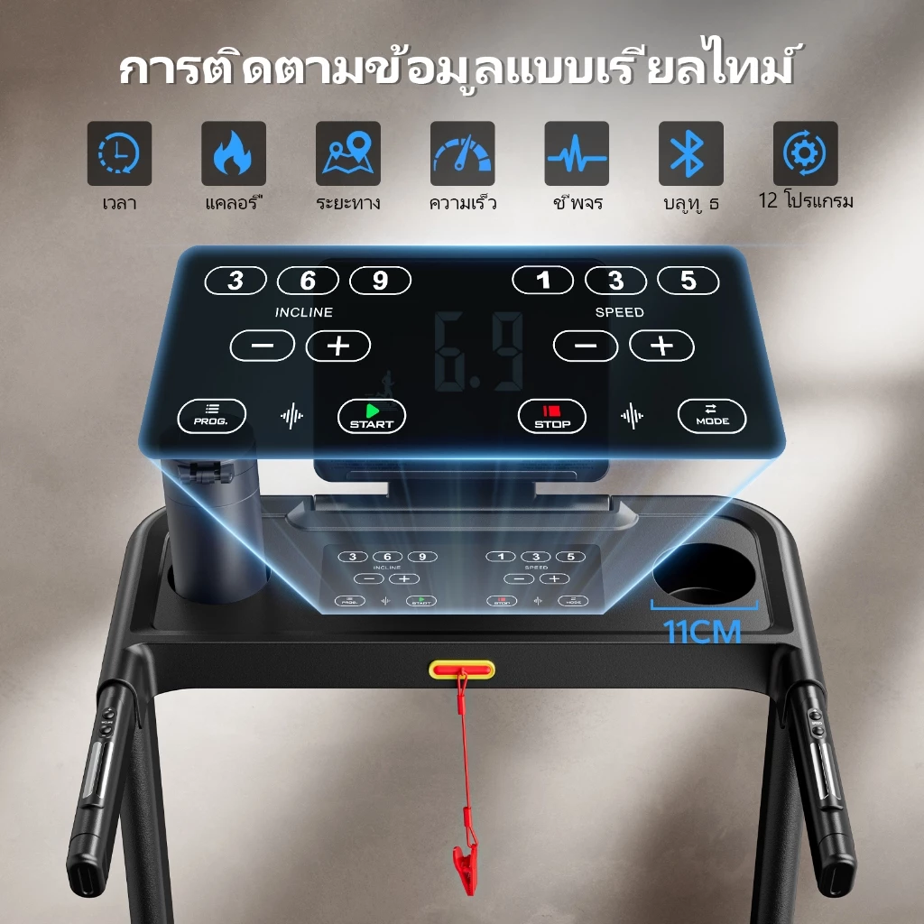 MERACH ลู่วิ่งไฟฟ้าพับเก็บได้ ปรับระดับความเร็ว เชื่อมต่อ APP thumbnail 4