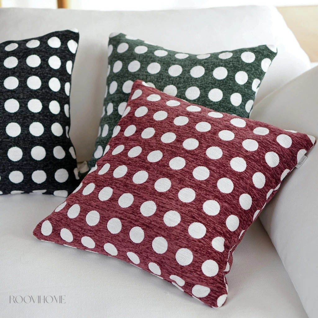 หมอนอิง ปลอกหมอน ลายจุด ผ้าเชนิลล์ RooviHome Dot Rhythm Series thumbnail 7