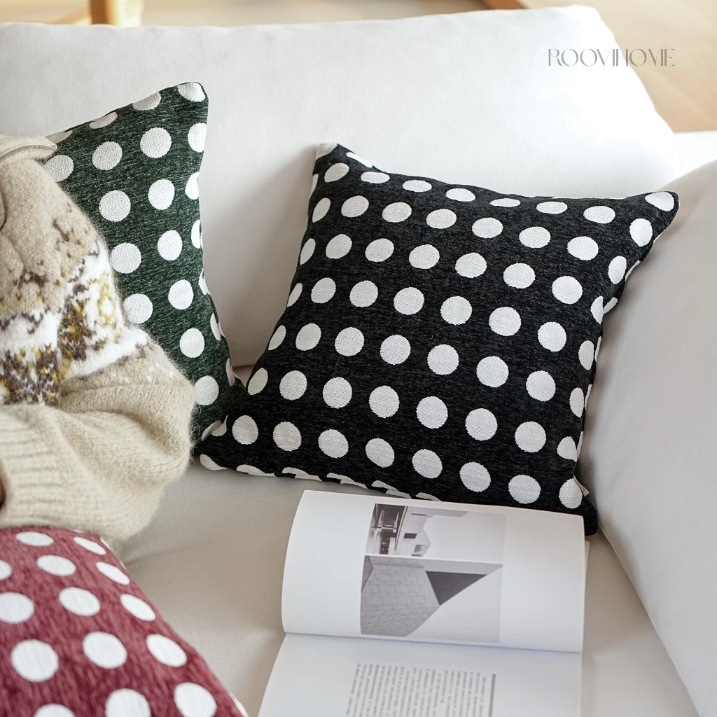หมอนอิง ปลอกหมอน ลายจุด ผ้าเชนิลล์ RooviHome Dot Rhythm Series thumbnail 9