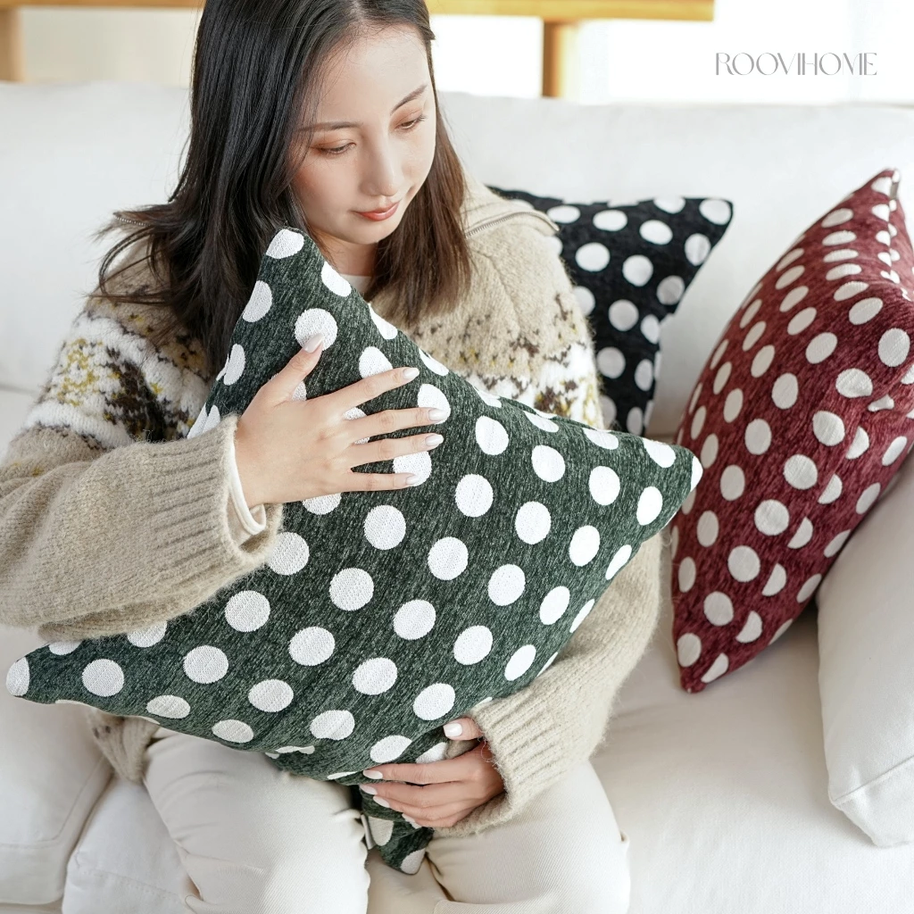 หมอนอิง ปลอกหมอน ลายจุด ผ้าเชนิลล์ RooviHome Dot Rhythm Series thumbnail 10