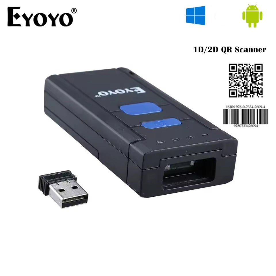 EYOYO EY-2877 2D Barcode Scanner 3in1 USB แบบมีสาย & 2.4GHz Wireless & Bluetooth Barcode Scanner สํา