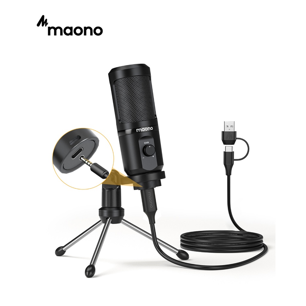 Maono PM461TR Gen2 ไมโครโฟน USB คอนเดนเซอร์ไมโครโฟนพร้อมตัวรับสัญญาณไมโครโฟนสําหรับพีซี,สมาร์ทโฟน,แล