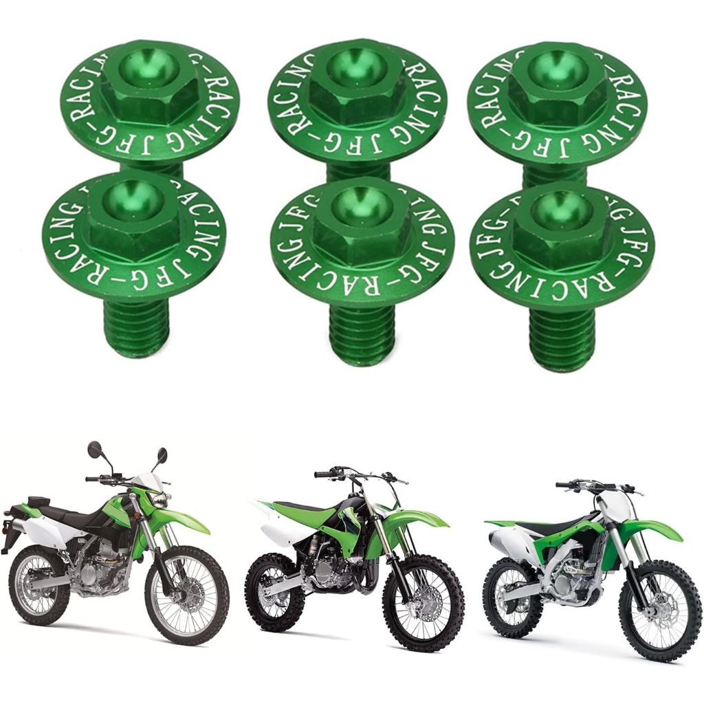 6 Pcs CNC Green Fork Guard Bolts Screw for KX80 KX85 KX125 KX250 KX250F KX450F KLX450 KLX300R KLX450