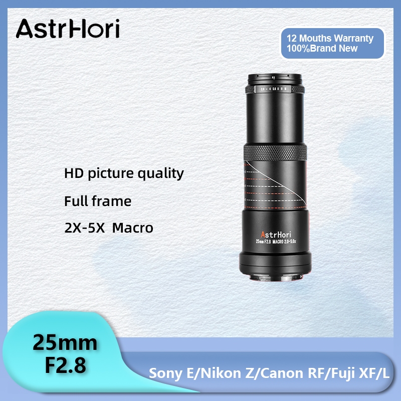 Astrhori 25mm F2.8 Macro 2X-5X Full Frame Manual Focus เลนส ์ สําหรับแมลงตัวอย ่ างดอกไม ้ ยิง